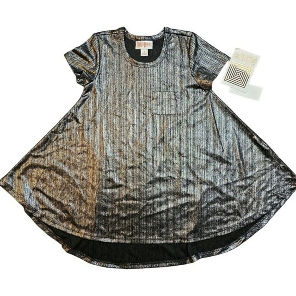 Lularoe 2 Metallic Silver Scarlett Dress - Picture 2 of 6